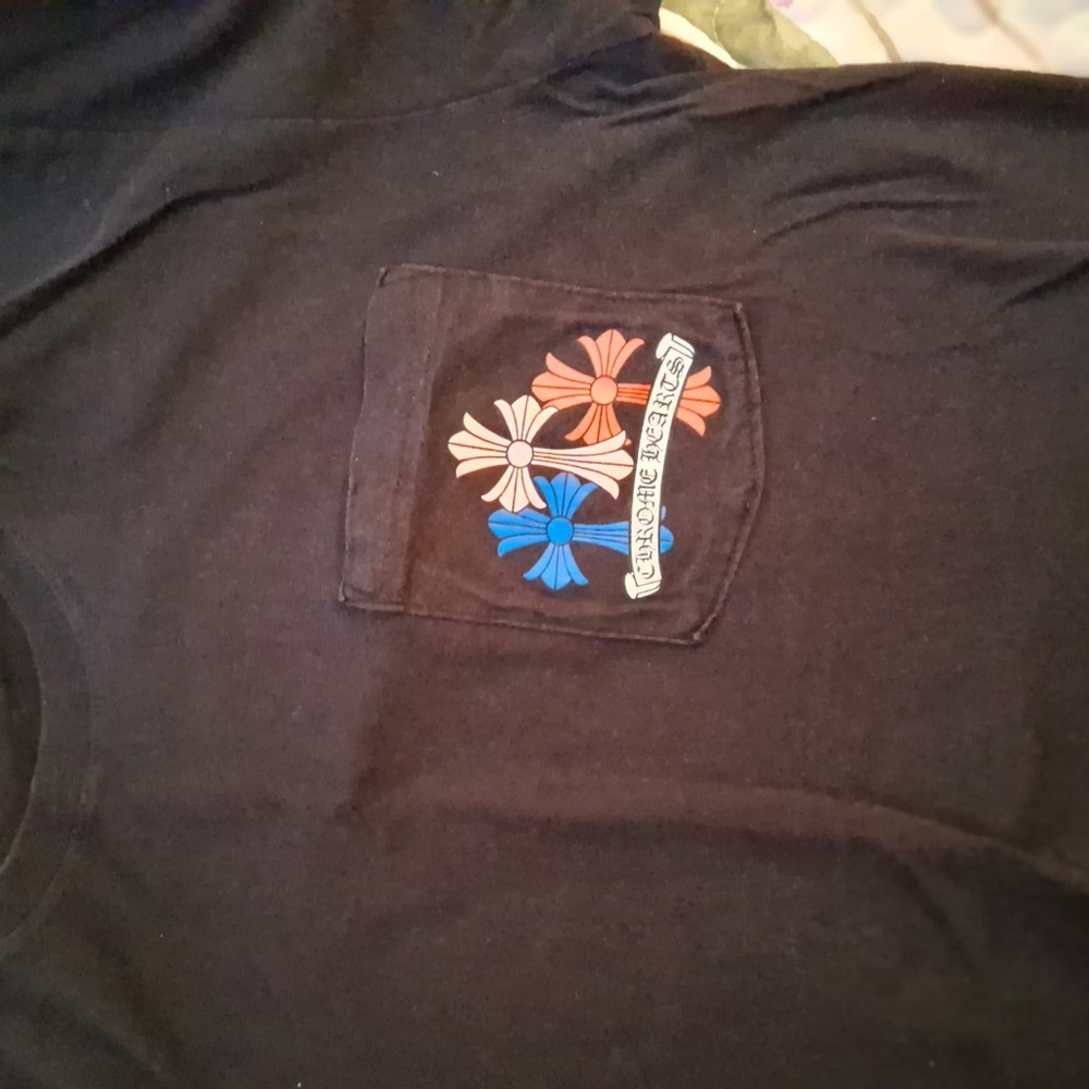 Chrome Hearts Black Tee with Colorful Floral Design